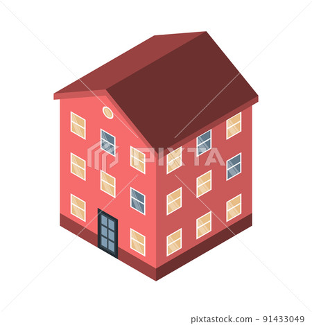 Red House Isometric Composition 91433049