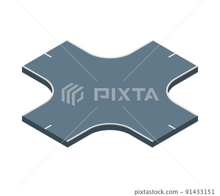 Road Intersection Isometric Composition 91433151