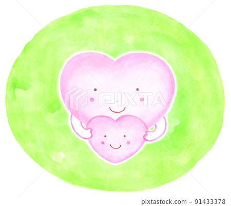 暖心親子(背景黃綠色) 暖心親子(背景黃綠色) 91433378