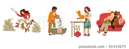 People care of dogs character spend time with pets 91433675