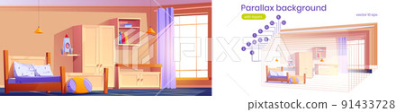 Parallax background kids bedroom, 2d game vector Parallax background kids bedroom, 2d game vector 91433728
