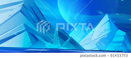 Alien planet frozen landscape space background 91433753