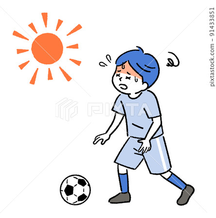 足球男孩因中暑而搖擺不定 91433851