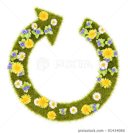 Flowery Grassy Cycle Arrow Symbol Shape Isolated 91434060