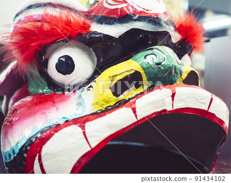 Chinese lion New year Traditional Asian festival  91434102
