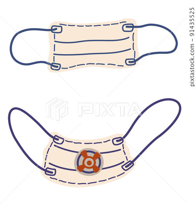 Medical or surgical face mask. Virus protection. Respirators masks. The concept of healthcare. Topics of coronavirus prevention, covid 19. Mask icon. Vector illustration  91435525