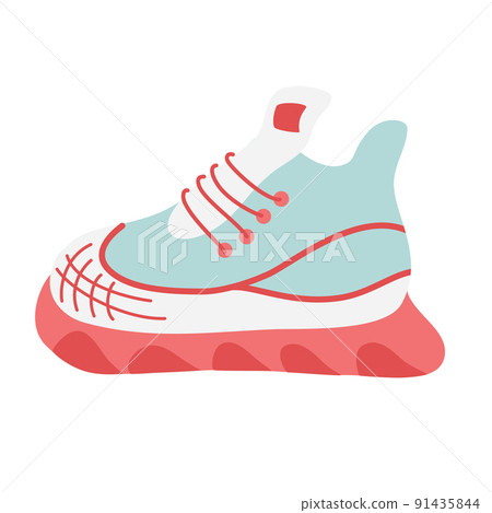 Sneakers. Shoes for sports, fitness, running, walking and traveling. Flat vector illustration isolated on white background 91435844