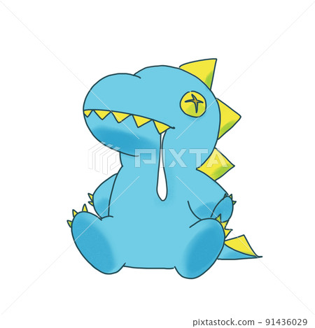 A vivid-colored dinosaur plush toy that drools 91436029