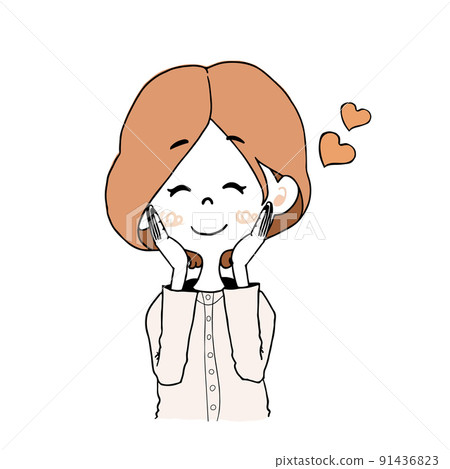 一個表情非常開心的女孩的插圖 91436823