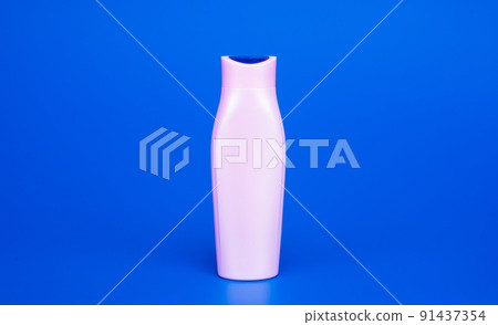 daily habit and personal care. skincare beauty cosmetic on blue background. daily habit and personal care. skincare beauty cosmetic on blue background. 91437354