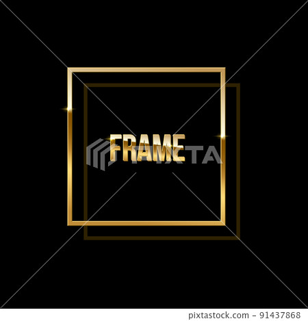Golden square frame with shadow isolated on black background. Vector design element. Golden square frame with shadow isolated on black background. Vector design element. 91437868