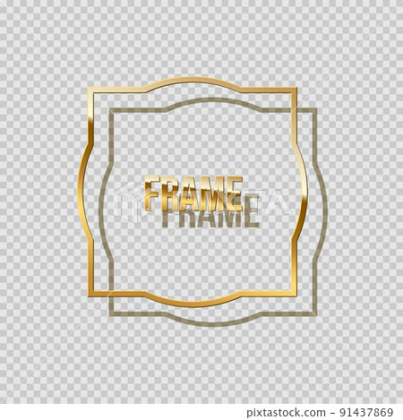 Golden frame with shadow isolated on transparent background. Vector design element. Golden frame with shadow isolated on transparent background. Vector design element. 91437869