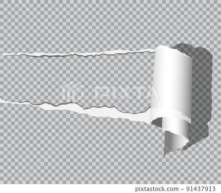 Vector realistic torn paper with shadow isolated on transparent background. 91437913