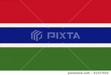 flag of Gambia. National Gambian flag on fabric surface 91437958