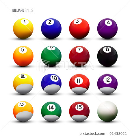 Vector isolated billiard balls on white background. 91438021