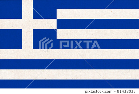 Flag of greece. greek state symbol. flag on fabric surface. Flag of greece. greek state symbol. flag on fabric surface. 91438035