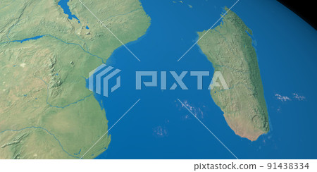 Mozambique Channel in planet earth, aerial view from outer space 91438334