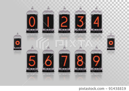 Vector numbers for vintage steampunk style lamp clock. 91438819