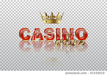 Online casino vector template. Red text with golden crown on transparent background. Online casino vector template. Red text with golden crown on transparent background. 91438919