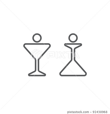 Vector man and woman line icons. Male and female icons for restaurant or cafe. Vector man and woman line icons. Male and female icons for restaurant or cafe. 91438968
