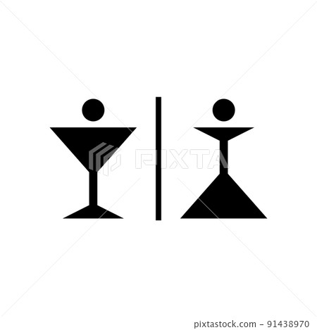 Man and woman black icons. Vector male and female icons for restaurant or cafe. 91438970