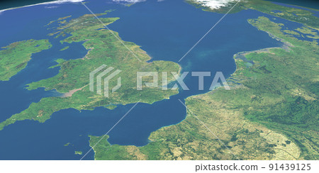 English Channel in planet earth, aerial view from outer space 91439125