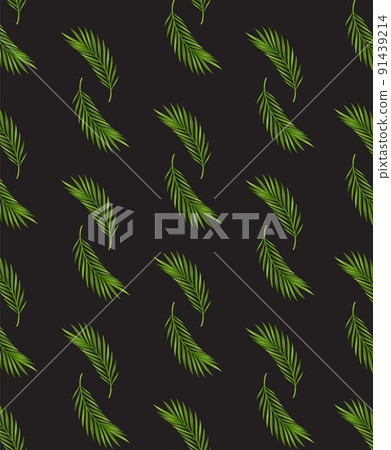 Tropical palm leaf seamless pattern background. Realistic green summer plant. Vector floral illustration 91439214