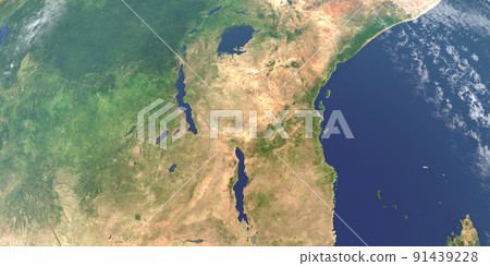 African Great Lakes in planet earth, aerial view from outer space African Great Lakes in planet earth, aerial view from outer space 91439228