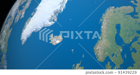 Greenland Sea in planet earth, aerial view from outer space 91439229
