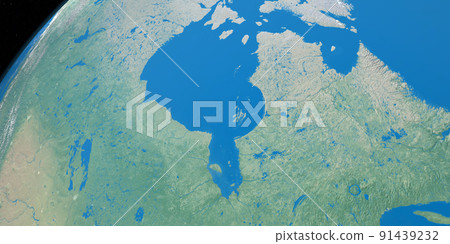 Hudson Bay in planet earth, aerial view from outer space 91439232