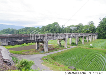 長野縣西天龍主要運河深澤川運河橋（也稱為“八女運河橋”）的灌溉設施 91439375