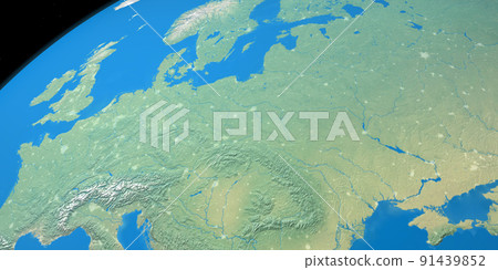 Rhine river in planet earth, aerial view from outer space 91439852