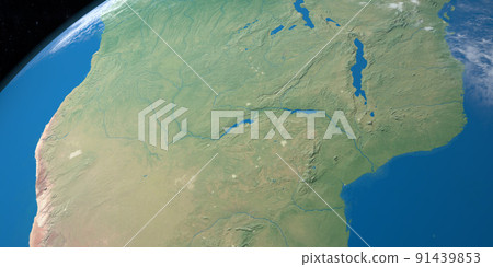 Limpopo River in planet earth, aerial view from outer space 91439853
