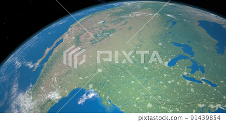 Missouri River in planet earth, aerial view from outer space 91439854