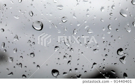 Water droplets on the glass close-up. Background. 91440401