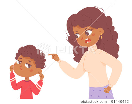 Mother or teacher talking to naughty boy, child... - Stock Illustration  [91440452] - PIXTA