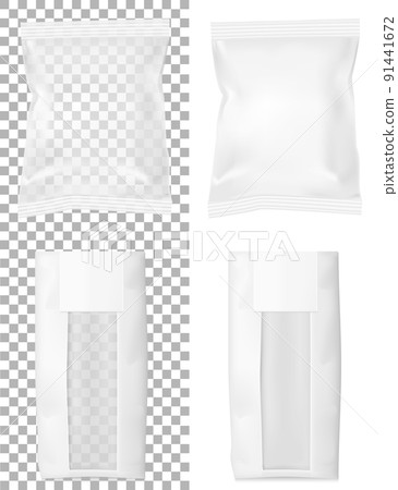 Paper bag for flour, tea, coffee, pasta, chips. Vector white soft packing 91441672
