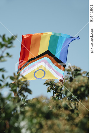 showing an intersex-inclusive progress pride flag showing an intersex-inclusive progress pride flag 91441901