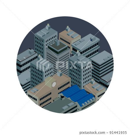 A city that becomes dark due to a power outage 91441935