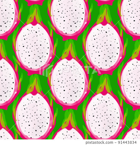 Seamless pattern with iIllustration of a pitahaya 91443834