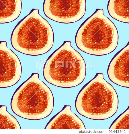 Seamless pattern with iIllustration of a figs on a 91443841