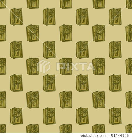 Retro radio engraved seamless pattern. Vintage media equipment in hand drawn style. Sketch old device. Retro radio engraved seamless pattern. Vintage media equipment in hand drawn style. Sketch old device. 91444906