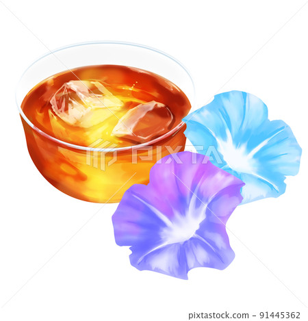 Cold oolong tea and morning glory 91445362