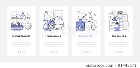 Farm plants and livestock - line design style banners set Farm plants and livestock - line design style banners set 91445571