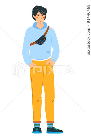 Fashionable guy - modern flat design single isolated character 91446469