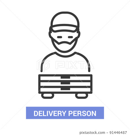 Delivery person - vector line design single isolated icon Delivery person - vector line design single isolated icon 91446487