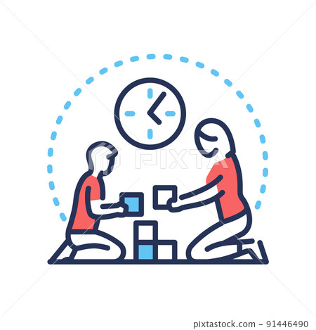 Babysitting and childhood - vector line design single isolated icon 91446490