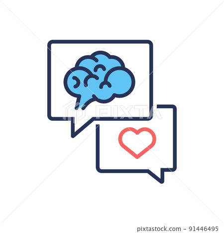 Mind and feelings - vector line design single isolated icon 91446495