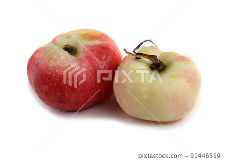 Flat peach (doughnut peach, donut peach, UFO peach, peento peach, saucer peach). Ancient Chinese variety "Pan tao". Delicacy 91446519