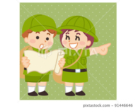 考察地圖的遠征孩子戶外童子軍冒險 考察地圖的遠征孩子戶外童子軍冒險 91446646